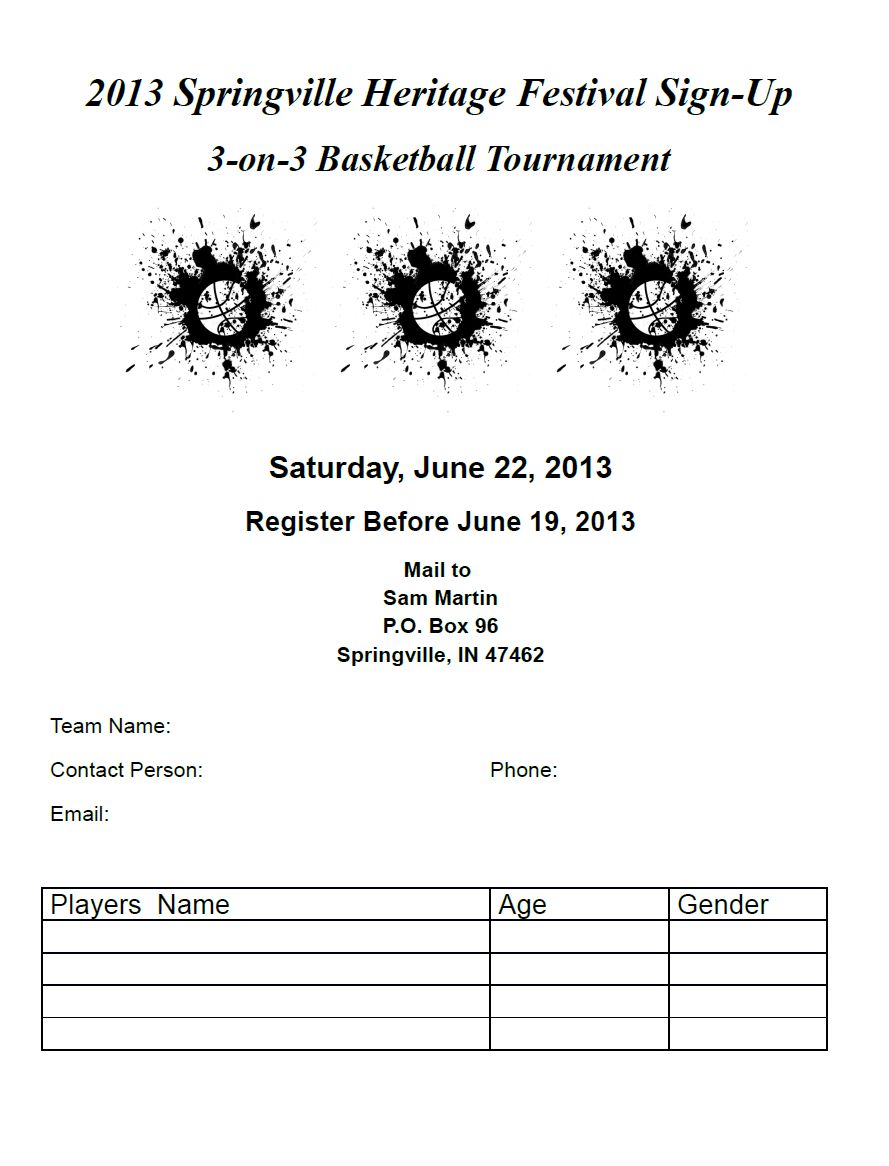 21-on-21 Basketball Tournament – Springville, Indiana Pertaining To 3 On 3 Basketball Tournament Flyer Template